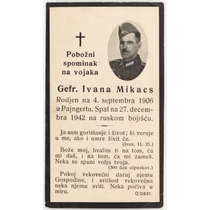 Német Halálozási Értesítő  -  Ivana Mikacs - Sterbebild  - Gyalogság
