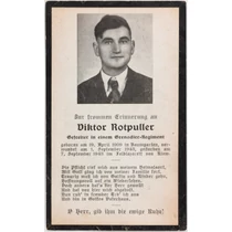 Német Halálozási Értesítő  - Viktor Rotpuller -  Sterbebild  - Gránátos