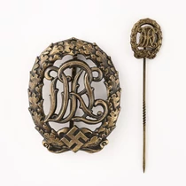 Német DRL Sportjelvény Bronz Fokozata Miniatűrjével - Deutsche Reichsauszeichnung für Leibesübungen In Bronze Mit Miniatur