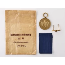 Wehrmacht Szolgálati Érdemjel 3. Osztálya Tasakkal - Wehrmacht-Dienstauszeichnungen 3. Klasse Mit Tüte