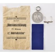 Wehrmacht Szolgálati Érdemjel 4. Osztálya Tasakkal - Wehrmacht-Dienstauszeichnungen 4. Klasse Mit Tüte