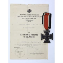 Német Vaskereszt 2. Osztály Adományozó Dokumentummal - Eisernes Kreuz 2. Klasse Mit Urkunde - Demjanszk Térsége