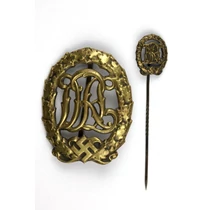 Német DRL Sportjelvény Bronz Fokozata Miniatűrjével - Deutsche Reichsauszeichnung für Leibesübungen In Bronze Mit Miniatur