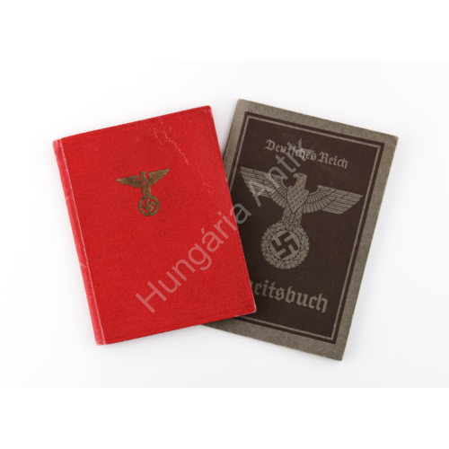 Német Nemzetiszocialista Német Munkáspárt Pártkönyv És Munkakönyv - Nationalsozialistische Deutsche Arbeiterpartei Mitgliedsbuch Und Arbeitsbuch
