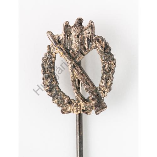 Német Második Világháborús Gyalogsági Rohamjelvény Ezüst Mini - Infanterie-Sturmabzeichen Silber Miniatur