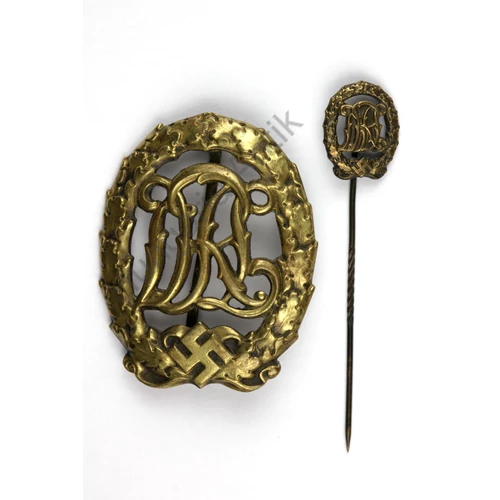 Német DRL Sportjelvény Bronz Fokozata Miniatűrjével - Deutsche Reichsauszeichnung für Leibesübungen In Bronze Mit Miniatur